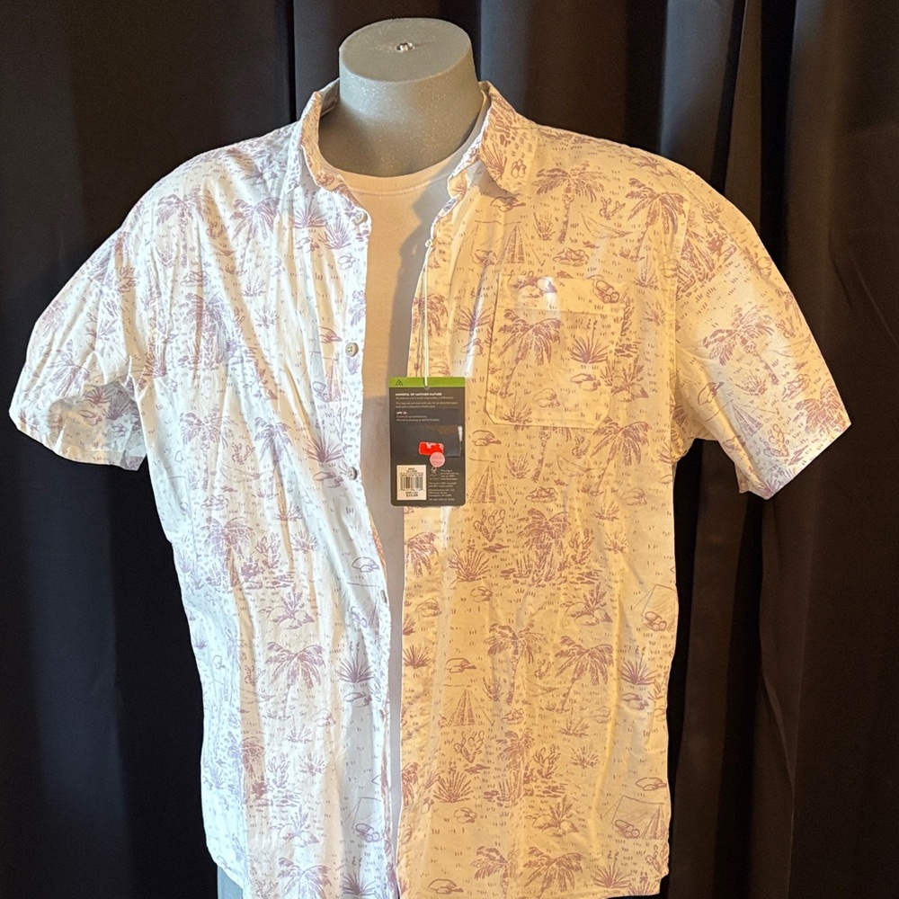 Alpine Design White and Purple Casual Button Down Shirt